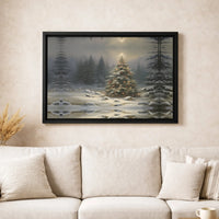 Snowy Landscape Wall Art, Winter Forest Christmas Tree Canvas Art, Holiday Season Pine Tree Canvas Print, Winter Scenery Canvas Decor Present