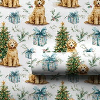 Watercolor Goldendoodle Gift Wrap, Goldendoodle Christmas Wrapping Paper, Festive Goldendoodle Dog Wrapping Paper, Xmas Gift Wrap