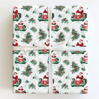 Letter G Number 2 Gift Wrap, Santa Vintage Race Car Wrapping Paper, Watercolor Trees Holiday Paper, Festive Christmas Wrapping Paper Roll