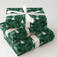 Holy Family Holiday Gift Wrap, Nativity Love Christmas Wrapping Paper, Emerald Green Christian Paper, Winter Snowflake Present Wrap
