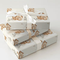 Snowy Cottage Holiday Gift Wrap, Winter Village Christmas Wrapping Paper, Watercolor Cabin Wrapping Paper, Comfy Seasonal Gift Wrapping Paper