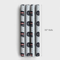 Festive Winter Puppy Gift Wrap, Black Poodle Christmas Wrapping Paper, Holiday Dog Lover Wrapping Paper