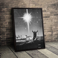 Nativity Shepherd Canvas Print, Star of Bethlehem Canvas Art, Black and White Christmas Canvas Wall Decor, Religious Christian Present Home