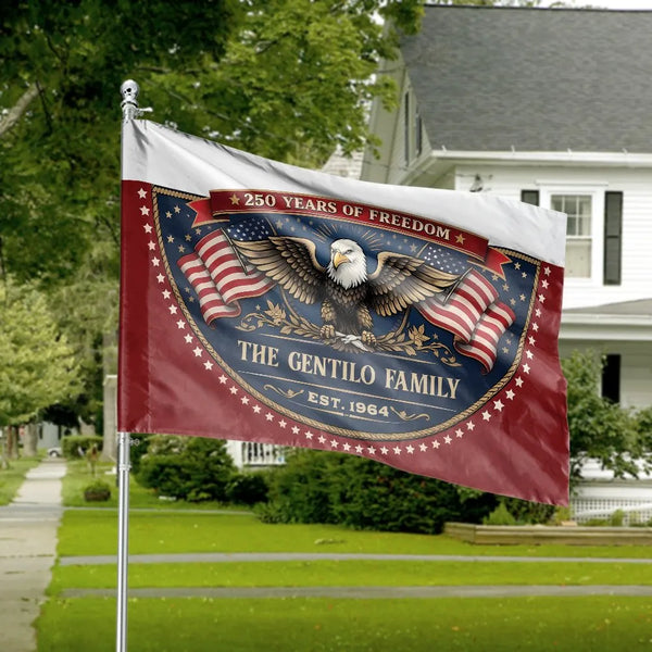 Personalized Patriotic House Flag | American Eagle 250 Years of Freedom | Double-Sided Premium Polyester | Custom Family Name Outdoor Decor Gift