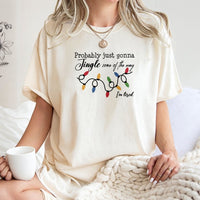 Humorous Christmas Lights Graphic Tee, Jingle Some of the Way Shirt, Sarcastic Holiday T-Shirt, Tired Mom Christmas Tee, Adorable Winter Present