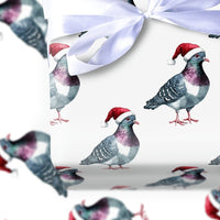 Santa Hat Bird Gift Wrap, Humorous Pigeon Christmas Wrapping Paper, Pigeon Wrapping Paper Roll, Holiday Wrapping Paper, Bird Lover Gift Wrap