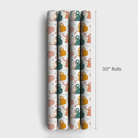 Marshmallow Mug Holiday Gift Wrap, Hot Cocoa Christmas Wrapping Paper, Adorable Candy Cane Wrapping Paper, Comfy Winter Holiday Gift Wrap Roll