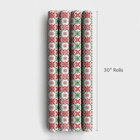 Christmas Gift Wrap, Red and Green Snowflake Wrapping Paper, Festive Winter Present Paper, Holiday Wrapping Paper, Xmas Gift Wrap Roll