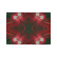 Red Green Holiday Runner Rug, Christmas Fractal Butterfly Runner Rug, Abstract Butterfly Floor Mat, Xmas Hallway Runner Rug, Festive Decor