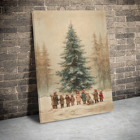 Victorian Christmas Art Print, Vintage Christmas Tree Canvas Print, Retro Christmas Tree Wall Art, Winter Decor, Printable Digital Download
