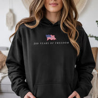 America 250th Anniversary Hoodie | 250 Years of Freedom Minimalist USA Flag Design | Premium Cotton-Poly Blend | Patriotic Gift for History Fans