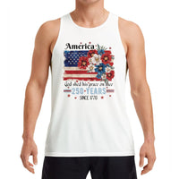 America 250 Years Tank Top | Floral American Flag Design | Soft Breathable Unisex Fit | Patriotic 4th of July Gift