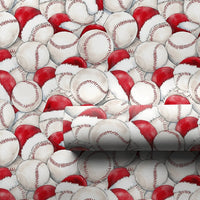 Sports Holiday Gift Wrap, Baseball Santa Hat Christmas Wrapping Paper, Watercolor Baseball Wrapping Paper, Festive Player Wrapping Paper