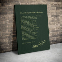 Festive Holiday Canvas Wall Art, Twas the Night Before Christmas Poem Canvas, Classic Xmas Story Canvas, Vintage Christmas Wall Decor Present