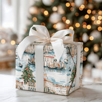 Venice Canal Gift Wrap Roll, Venice Christmas Wrapping Paper, Watercolor Italy Wrapping Paper, Holiday Travel Gift Wrap, Xmas Present Paper