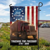Trucker Garden Flag 250 Years | American Patriotic Semi Truck Design | Double-Sided Polyester | Outdoor Yard Decor Gift for Truckers