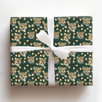 Mountain Lion Holiday Gift Wrap, Cougar Christmas Lights Wrapping Paper, Festive Cougar Paper Roll, Wildlife Animal Christmas Wrapping Paper