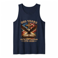 Faith and Freedom 250 Years Tank Top | Patriotic Christian Cross Eagle USA 1776-2026 Graphic | Premium Lightweight Breathable Fabric | America 250th Anniversary Gift for Men Women