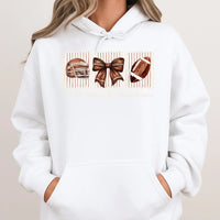 Retro Football Stamp Hoodie, Tis the Season for Touchdowns Hoodie, Christmas Game Day Hooded Sweatshirt, Comfy Vintage Football Present
