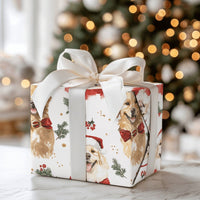 Holiday Dog Wrapping Paper, Golden Retriever Christmas Wrapping Paper, Festive Watercolor Canine Gift Wrapping Paper, Xmas Pet Gift Wrap