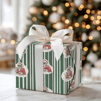 Humorous Sunglasses Santa Gift Wrap, Cocktail Santa Wrapping Paper, Striped Christmas Present Paper, Cool Holiday Wrapping Paper, Retro Party Wrap