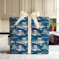 Comfy Winter Town Gift Wrap, Vintage Snowy Village Wrapping Paper, Nostalgic Christmas Wrapping Paper, Scenic Holiday Night Gift Wrap Roll