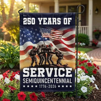 250 Years of Service Garden Flag | Semiquincentennial Veterans Day Decor | Double-Sided Polyester | Patriotic Military Gift 1776-2026