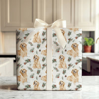 Watercolor Winter Dog Gift Wrap, Golden Retriever Wrapping Paper, Christmas Dog Gift Wrapping Paper, Holiday Pet Gift Wrap