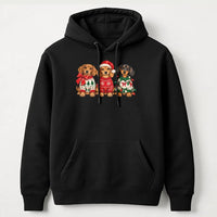 Wiener Dog Santa Hat Hooded Sweatshirt, Christmas Dachshund Hoodie, Retro Holiday Dachshund Sweater Hoodie, Adorable Dog Lover Xmas Present