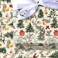 Christmas Tree Pinecone Gift Wrap, Vintage Botanical Wrapping Paper, Nostalgic Cream Holiday Wrapping Paper, Classic Winter Wrapping Paper