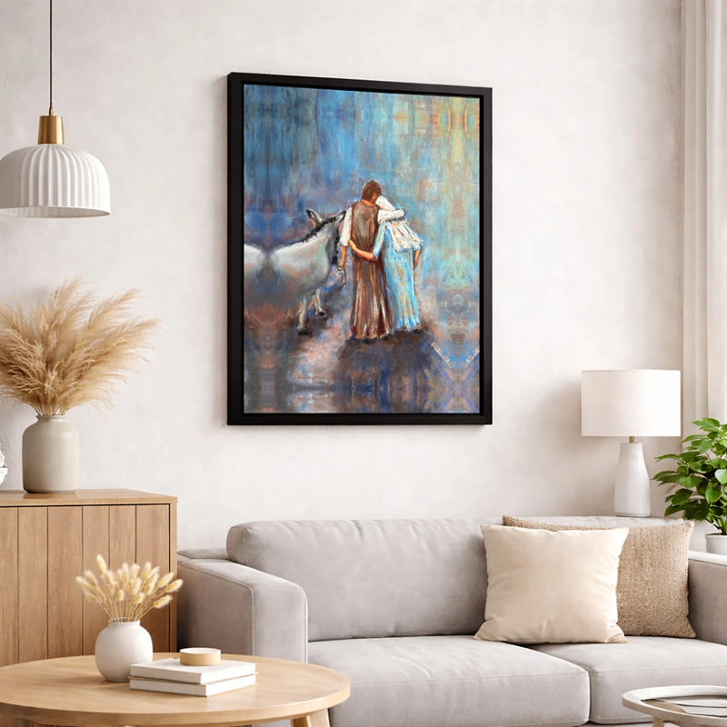Religious Christmas Canvas Print, Joseph and Mary Journey to Bethlehem Canvas, Christian Nativity Canvas Art, Holy Family Canvas Wall Decor