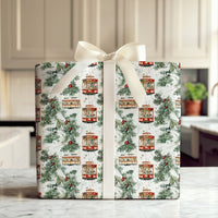 San Francisco Holiday Gift Wrap, Cable Car Christmas Wrapping Paper, Merry Christmas Wrapping Paper, Watercolor Winter City Paper Roll
