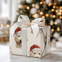 Christmas Dog Gift Wrap, Goldendoodle Santa Hat Wrapping Paper, Watercolor Puppy Wrapping Paper, Holiday Gift Wrap, Dog Lover Present Wrap
