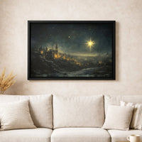 Winter Cityscape Canvas Art, Star of Bethlehem Canvas Print, Holy Night Sky Canvas, Religious Christmas Decor Canvas, Holiday Wall Art Present