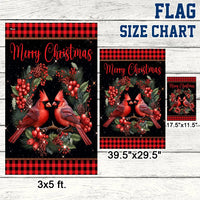 Pine Berries Winter Yard Flag, Red Cardinal Christmas Garden Flag, Double Sided Holiday Bird Lawn Flag, Christmas Yard Decor