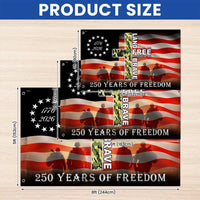 Betsy Ross 250 Years of Freedom House Flag | Land of the Free Veterans Memorial | Double-Sided Polyester Grommet Flag | Patriotic Home Decor Gift