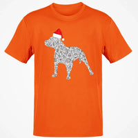 Festive Dog Lover Holiday Shirt, Pitbull Santa Hat Christmas T-Shirt, Adorable Xmas Pittie Graphic Tee, Winter Merry Christmas Dog T-Shirt