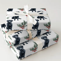 Watercolor Santa Hat Dog Gift Wrap Paper, Black Labrador Christmas Wrapping Paper, Holiday Present Wrap, Dog Lover Xmas Wrapping Paper