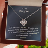 Christmas Present from Dad, Daughter Love Knot Necklace, 14k White Gold Knot Necklace, Daughter Keepsake Necklace, Holiday Jewelry Present