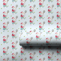 Watercolor Sports Christmas Gift Wrap, Tennis Santa Wrapping Paper, Tennis Santa Claus Wrapping Paper, Whimsical Holiday Gift Wrap