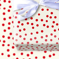 Confetti Pattern Birthday Gift Wrap, Red Polka Dot Gift Wrapping Paper, Cream Holiday Wrapping Paper, Festive Christmas Gift Wrap Roll