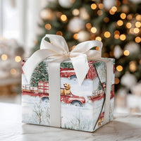 Golden Retriever Dog Gift Wrap, Vintage Red Truck Christmas Wrapping Paper, Rustic Farmhouse Wrapping Paper Roll, Holiday Present Paper