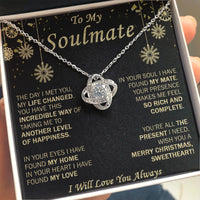 Romantic Love Knot Pendant Necklace, Soulmate Love Knot Necklace, Cubic Zirconia Knot Necklace, Present for Wife or Girlfriend, Christmas Present
