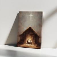 Star of Bethlehem Canvas Print, Nativity Scene Canvas Wall Art, Holy Manger Oil Painting Canvas, Religious Christmas Decor, Faith Wall Art