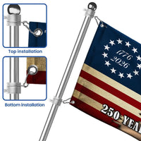 250 Years Strong Horse American Flag | 1776-2026 Betsy Ross Design | UV-Resistant Polyester | Patriotic Farm & Garden Decor Gift