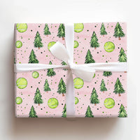 Watercolor Pine Tree Gift Wrap, Tennis Tree Wrapping Paper, Tennis Lover Christmas Wrapping Paper, Festive Sports Holiday Gift Wrap Roll