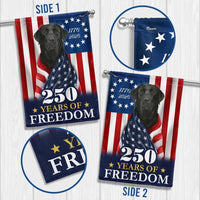 250 Years of Freedom Garden Flag | Black Labrador Retriever 1776-2026 Commemorative | Double-Sided Patriotic Outdoor Decor | American Semiquincentennial Gift