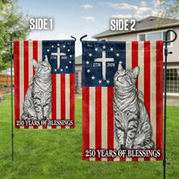 Christian Patriotic Cat Garden Flag | 250 Years of Blessings 1776-2026 | Double-Sided Polyester | Americana Decor for Cat Lovers