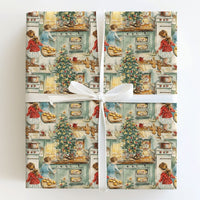 Nostalgic Kitchen Holiday Gift Wrap, Vintage Christmas Baking Wrapping Paper, Storybook Holiday Tree Wrapping Paper, Festive Xmas Gift Wrap