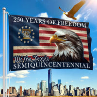 250 Years of Freedom American Flag | Semiquincentennial 2026 Eagle Design | Double-Sided Polyester House Flag | Patriotic Gift